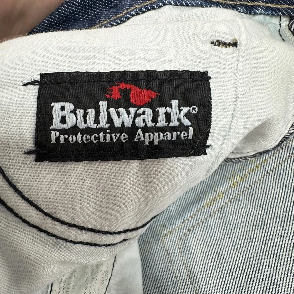 Bulwark FR Jeans Mens 38x34 Blue Relaxed Fit Straight Flame Resistant Denim Work